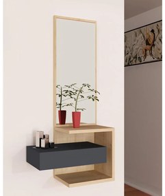 Specchio da parete con mensola STELLA 90x49 cm marrone/antracite