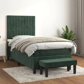 Giroletto A Molle Con Materasso Verde Scuro 90x190 Cm Velluto /