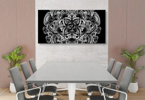 Quadro su tela – Mandala della salute in bianco e nero