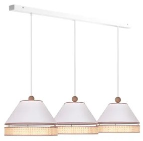 Duolla - Lampadario a sospensione con filo AVIGNON 3xE27/15W/230V bianco/rattan