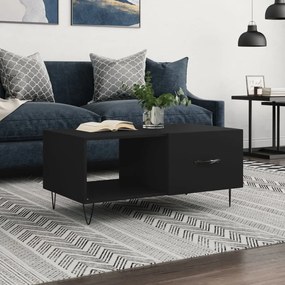 Tavolino Da Salotto Nero 90x50x40 Cm İn Legno Multistrato /