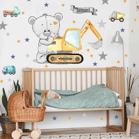 Adesivi murali per bambini - Orsacchiotto con stelle e nome | Inspio