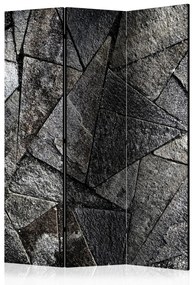 Paravento design Pavement tiles (grey) (3 pezzi) - sfondo geometrico a triangoli