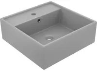 Lavabo Troppopieno Cubico Grigio Chiaro Opaco 41x41cm Ceramica