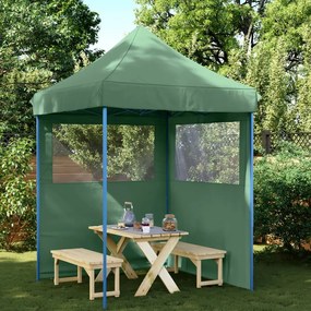 Tendone Per Feste Pieghevole Pop-up Con 2 Pareti Verde /