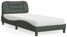 Letto con materasso grigio scuro 90x200 cm in tessuto