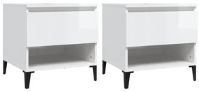 Tavolini 2pz bianco lucido 50x46x50 cm in legno multistrato