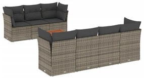 Set divano da giardino 8 pz con cuscini grigio in polyrattan