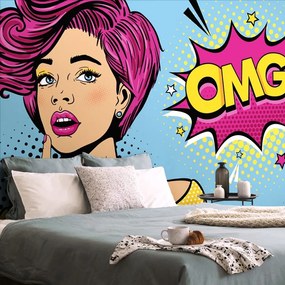 Carta da parati autoadesiva – Signora in stile pop art - OMG!
