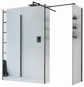 Box doccia walk-in L 68 x H 200 cm, vetro 6 mm nero