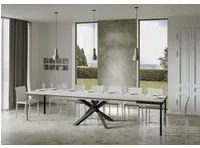 Tavolo da Pranzo Volantis Evolution 90x120 Allungato 90x380 in Nobilitato e Ferro Colore: Bianco Frassinato