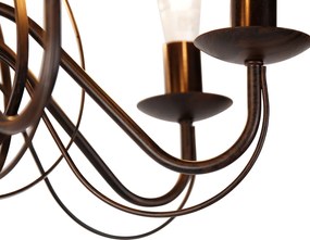 Lampadario intelligente ruggine marrone 8 luci incl. Wifi B35 - Giuseppe