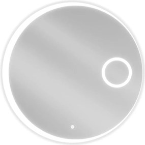 Mexen Ella specchio da bagno retroilluminato con specchietto cosmetico, rotondo 80 cm, LED 6000K, antiappannamento