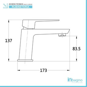 Miscelatore lavabo squadrato nero opaco Kubo con scarico click clack