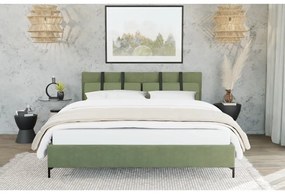 Letto matrimoniale imbottito verde con griglia 160x200 cm Tulsa - Ropez
