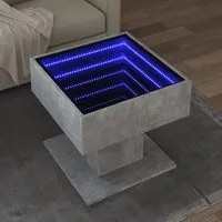 Tavolino Salotto con LED Grigio Cemento 50x50x45 cm Multistrato 847528