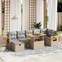 Set Divano da Giardino 8 pz con Cuscini Beige in Polyrattan 3276153