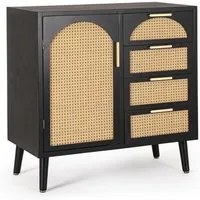 Credenza un'anta 4 cassetti nera ( Pezzi) - JOSINE