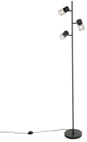 Lampada da terra industriale nera 3 luci - Jim