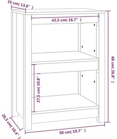 Libreria Nera 50x35x68 cm in Legno Massello di Pino