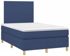 Letto a molle con materasso e led blu 120x190 cm in tessuto