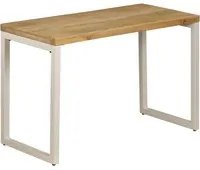 Tavolo da Pranzo 115x55x76 cm Legno Massello di Mango e Acciaio