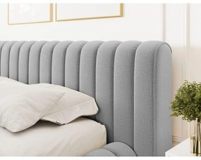 Letto matrimoniale imbottito grigio chiaro con contenitore e rete inclusi 180x200 cm Carilla – ELTAP