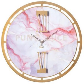 Orologio effetto marmo pregiato mood oro laccato e marmo rosa in fe...
