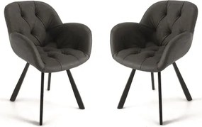 Sedia da soggiorno in ecopelle Antracite gambe metallo CELIA Set 2 pz