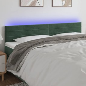 Testiera A Led Verde Scuro 160x5x78/88 Cm İn Velluto /