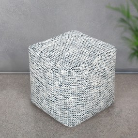 IVOR - pouf in lana avorio con decoro 40 x 40