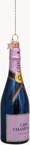 Addobbo di Natale in vetro soffiato Luxury Pink Bottle with Champagne