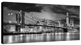 Stampa su tela Brooklyn by night b&w, multicolore 190 x 90 cm