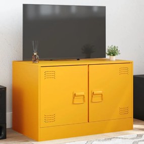 Mobili Tv 2 Pz Giallo Senape 67x39x44 Cm İn Acciaio /