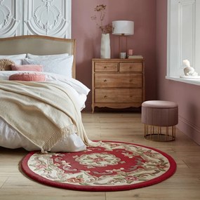 Tappeto rotondo in lana rossa ø 120 cm Aubusson - Flair Rugs