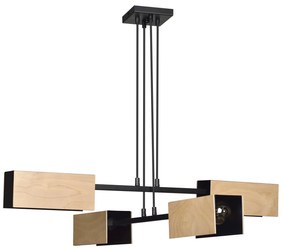 Lampadario Minimal Sarutahiko Acciaio Nero 4 Luci E27 Ip20