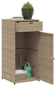 Armadietto portaoggetti giardino beige 55x55x111cm polyrattan