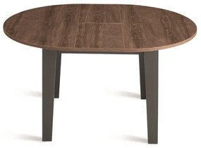 Tavolo tondo allungabile 155 cm con base metallo antracite e piano Tek MODUS