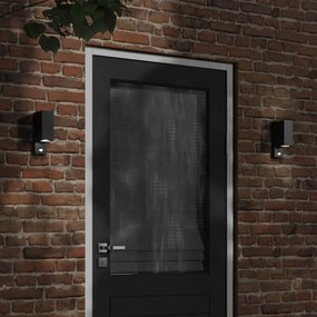 Applique Con Sensore 2 Pz Nere İn Alluminio Pressofuso /
