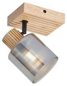Faretto moderno in legno con vetro fumé orientabile e inclinabile - Gracy