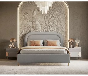 Letto matrimoniale imbottito grigio chiaro con spazio contenitivo e rete 180x200 cm Mija - Maison de Rêve
