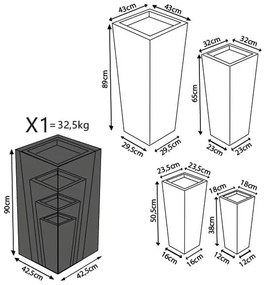 GIGLI - set di 4 vasi da giardino