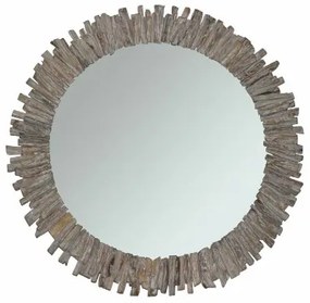 Specchio da parete DKD Home Decor Abete Cristallo 60 x 4 x 60 cm Bianco Alpino Tronchi