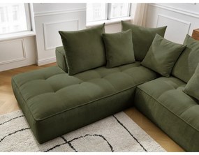 Divano angolare verde (penisola a destra/a L) con rivestimento in ciniglia Whesley – Bobochic Paris