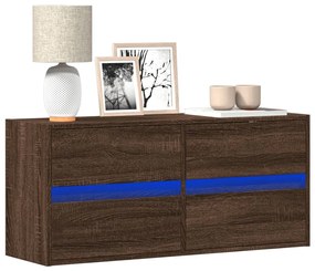 Mobile Tv A Parete Con Luci Led Rovere Marrone 100x31x45 Cm /