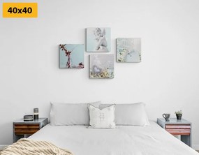 Set di quadri – Natura morta delicata con angioletto