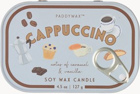 Candela profumata in latta stampata Cappuccino (cioccolato, ciliegia)