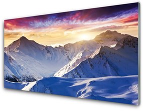 Quadro in vetro Montagne Neve Paesaggio 100x50 cm