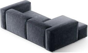 Divano angolare blu polveroso (con penisola a sinistra/con chaise lounge) con rivestimento in velluto a coste Bergamo – Cosmopolitan Design