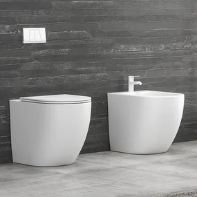 Kamalu - Sanitari a filo parete senza brida colore bianco opaco MIL-B